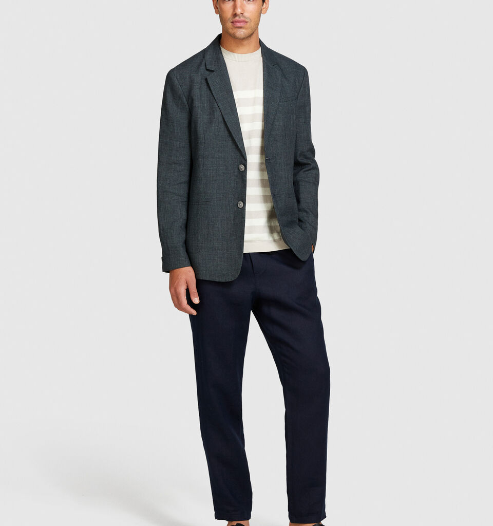 Single-breasted blazer in linen blend - men's blazers - Dark Gray | Sisley image number 1